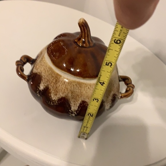Ceramic oven pot with lid in‎ shape of a pumpkin brown farmhouse rustic boho - Picture 8 of 9